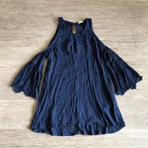 Hollister cold-shoulder, 3/4 sleeve blouse